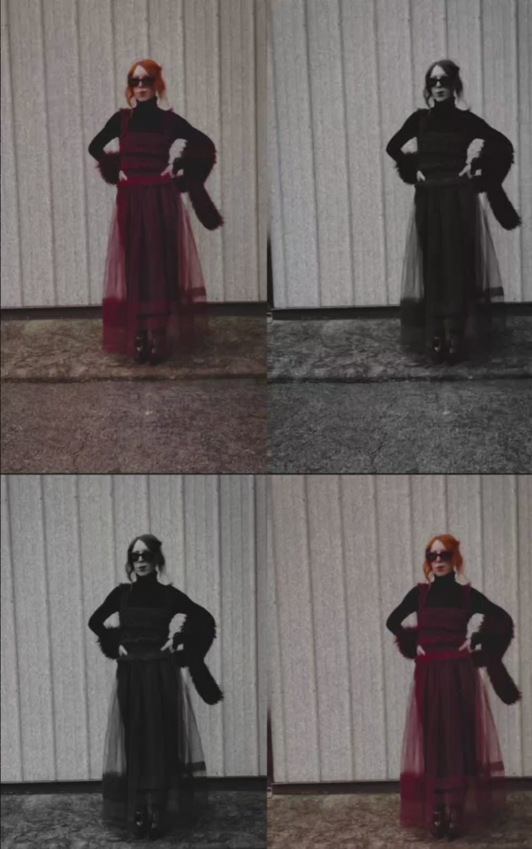 video of the burgundy sheer tulle dress in action 