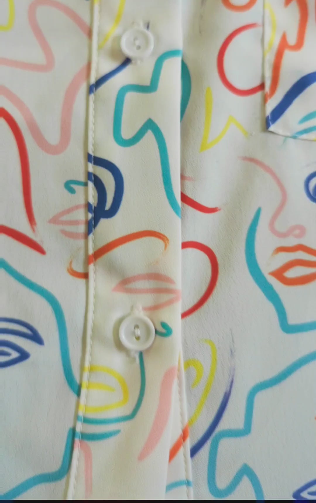 80s style abstract faces oversized collared button down shirt in multi-color print by Glamorous UK