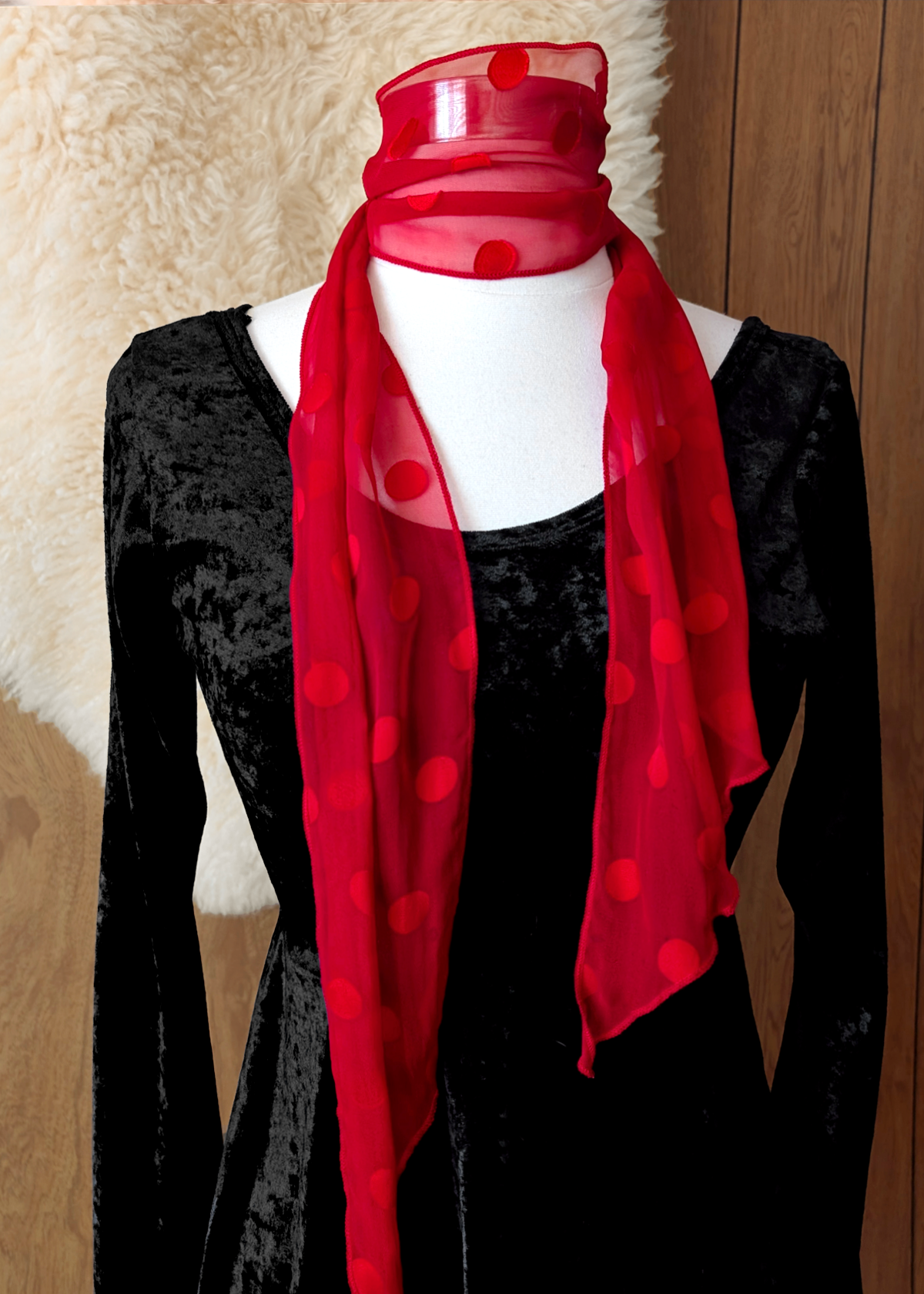 The Johansen Red Silk Long Skinny Scarf