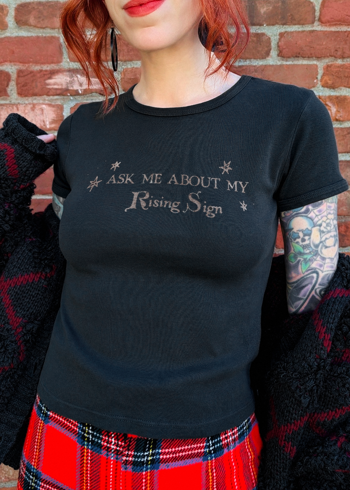 Rising Sign Slim Ringer Tee