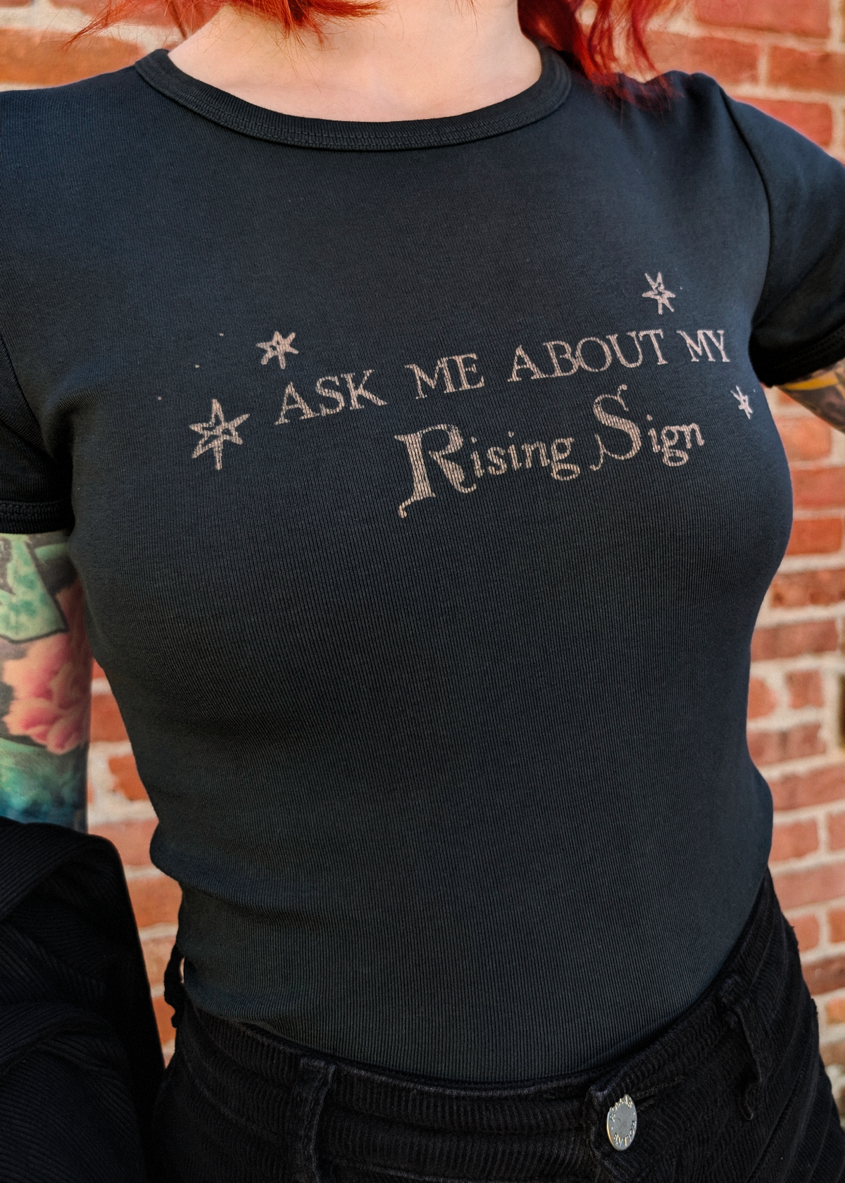 Rising Sign Slim Ringer Tee