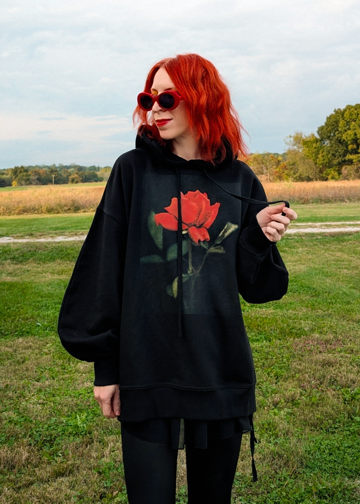 Gothic Rose Oversized Hoodie Sweatshirt ✿ Organic Cotton