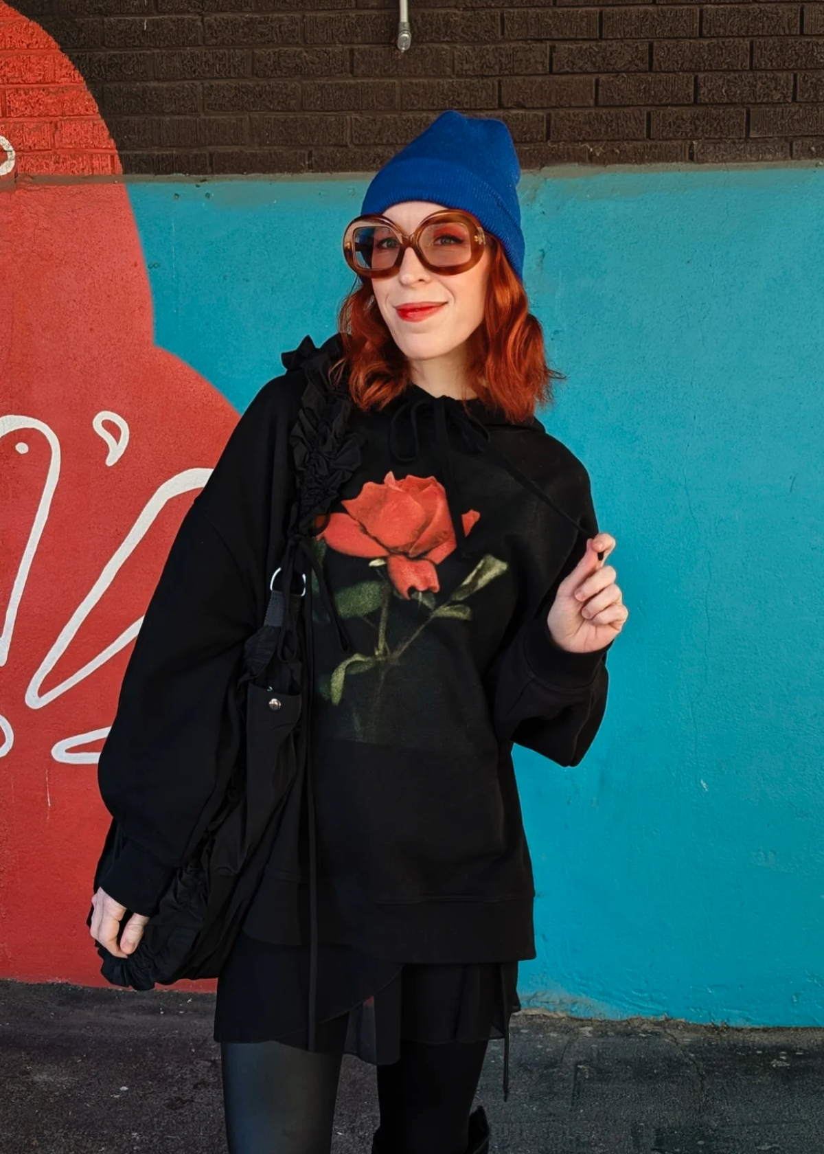 Gothic Rose Oversized Hoodie Sweatshirt ✿ Organic Cotton