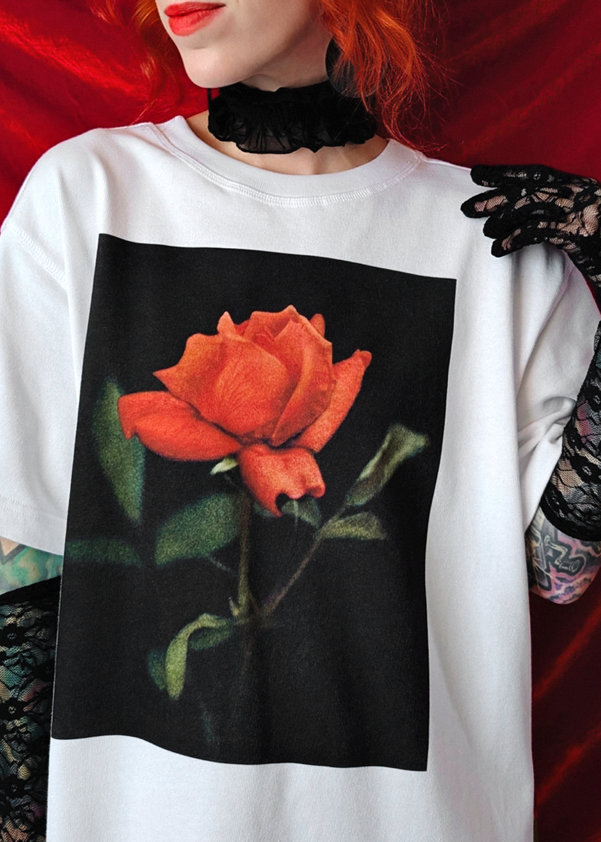 Gothic Rose Oversized Tee ✿ Organic Cotton
