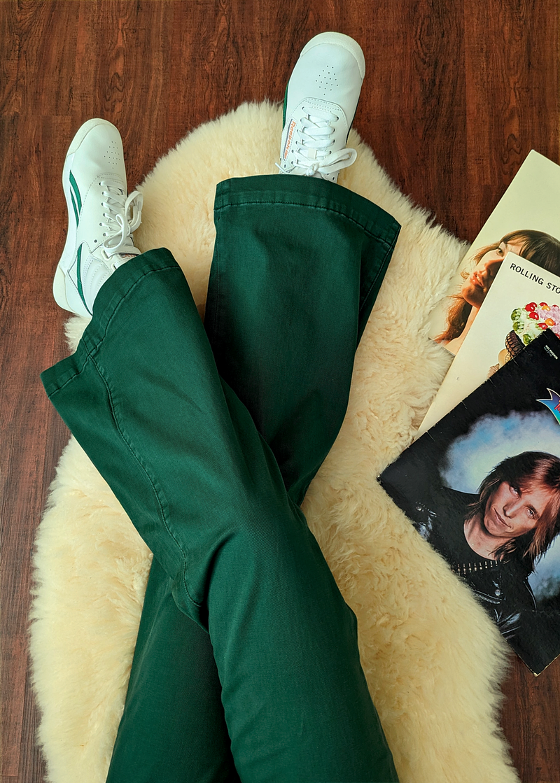 Basil Green Stretch Sailor Jean <br> <i> ankle length </i>