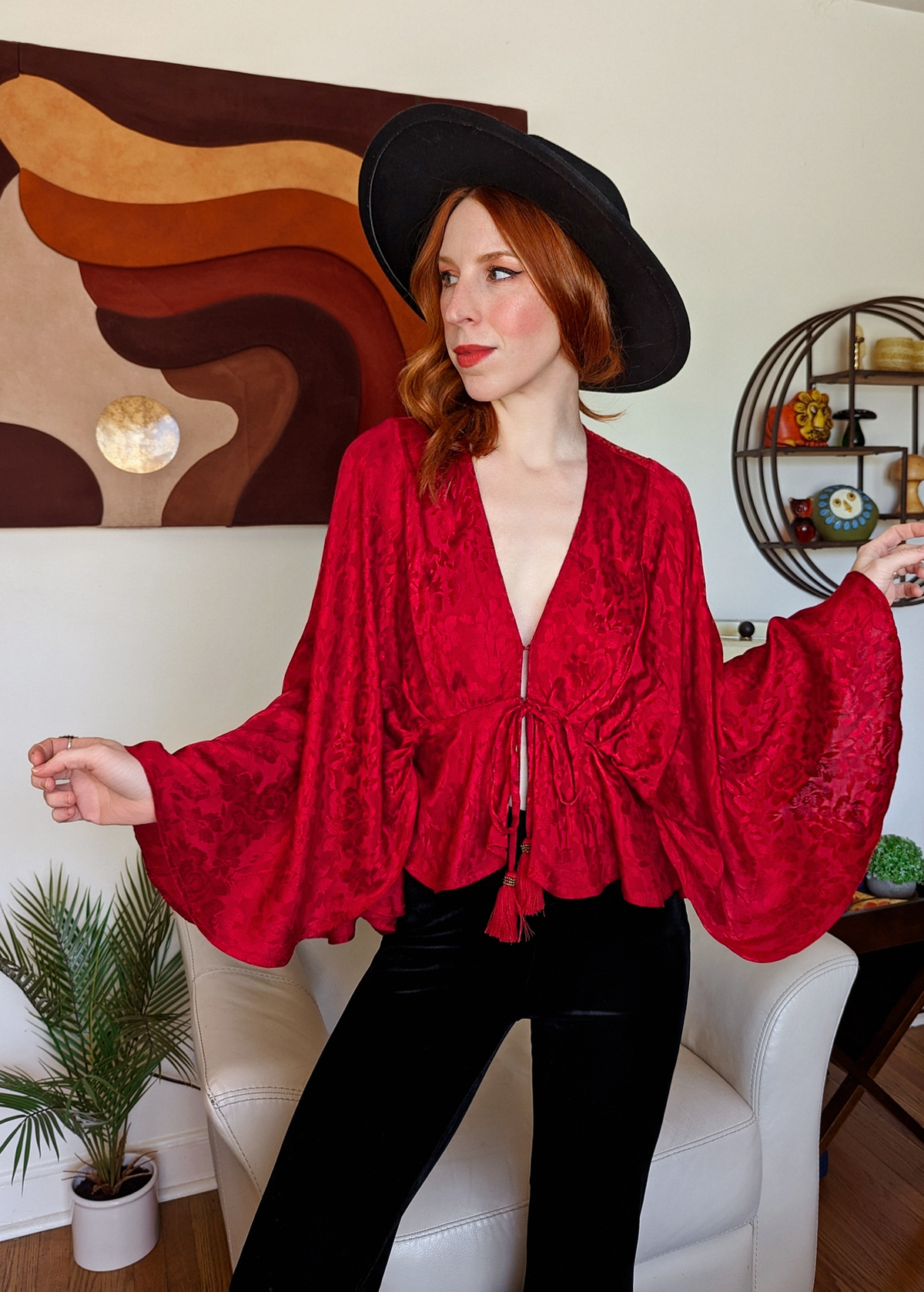 Sister Europe Ruby Satin Cape Top