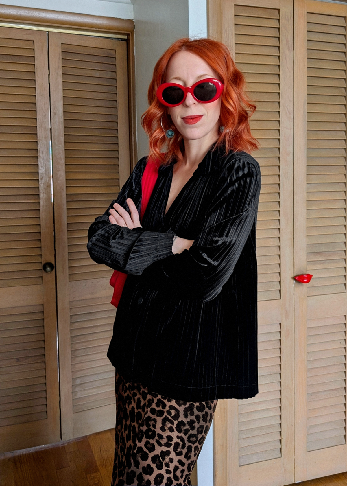 Black Velvet Pleated Shirt