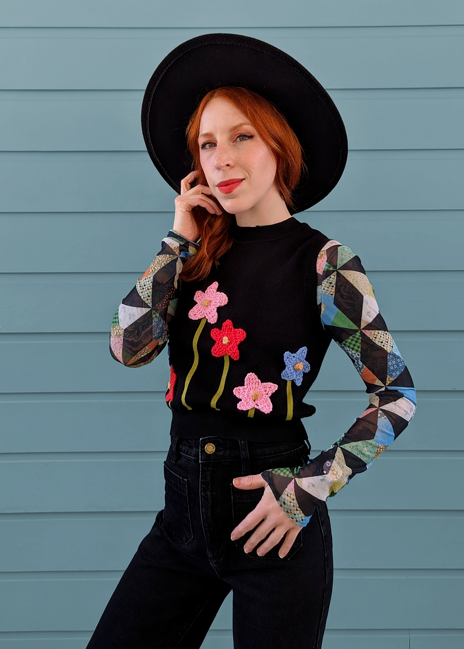 Fleur 3D Flowers Organic Cotton Knit Vest / Top by Another Girl
