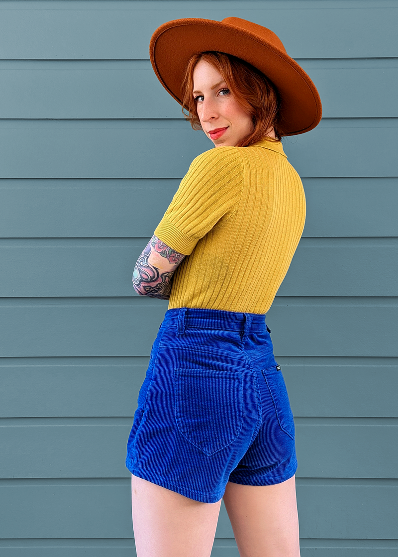 Electric Blue Cord Dusters Shorts