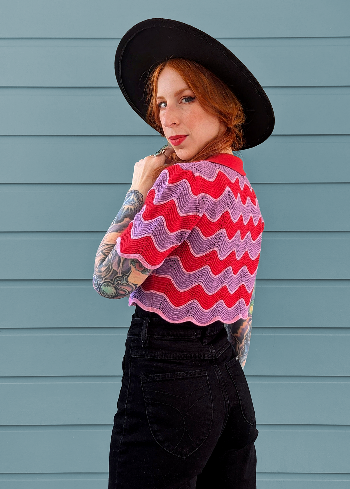 Pointelle knit top cheap