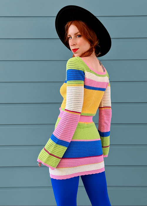 Rainbow Sherbet Knit Mini Skirt