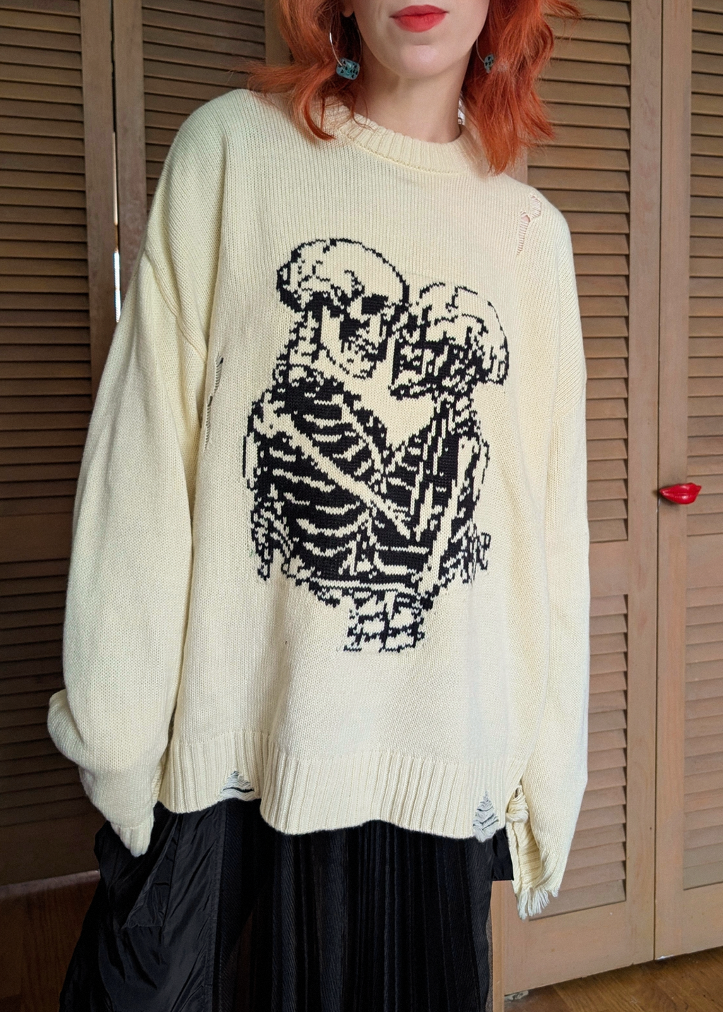 Everlasting Skeleton Skull Knit Oversized Knit Grunge Sweater by Ragged ...