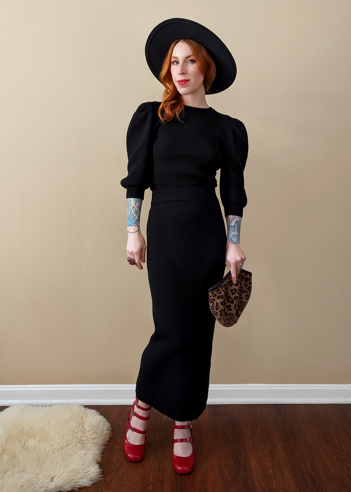 Black Rib Knit Midi Maxi Pencil Skirt by Glamorous UK