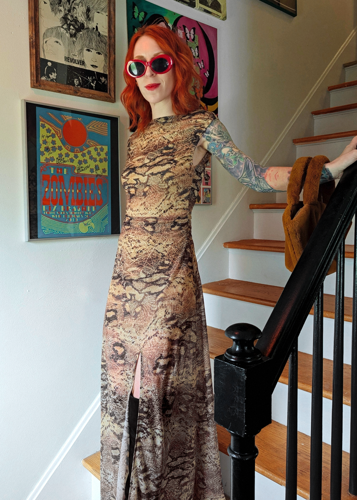 Dune Morrison Snake Print Mesh Midi Maxi Dress by Esthe L