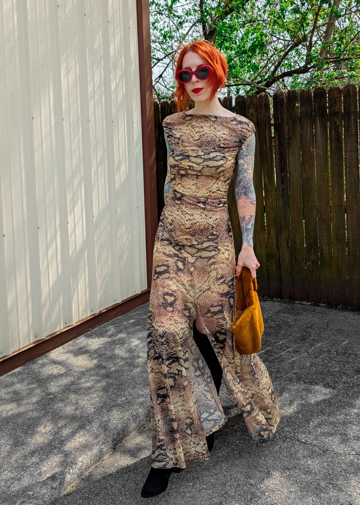 snakeskin flowy dress Dune Morrison Snake Print Mesh Midi Maxi Dress by Esthe L