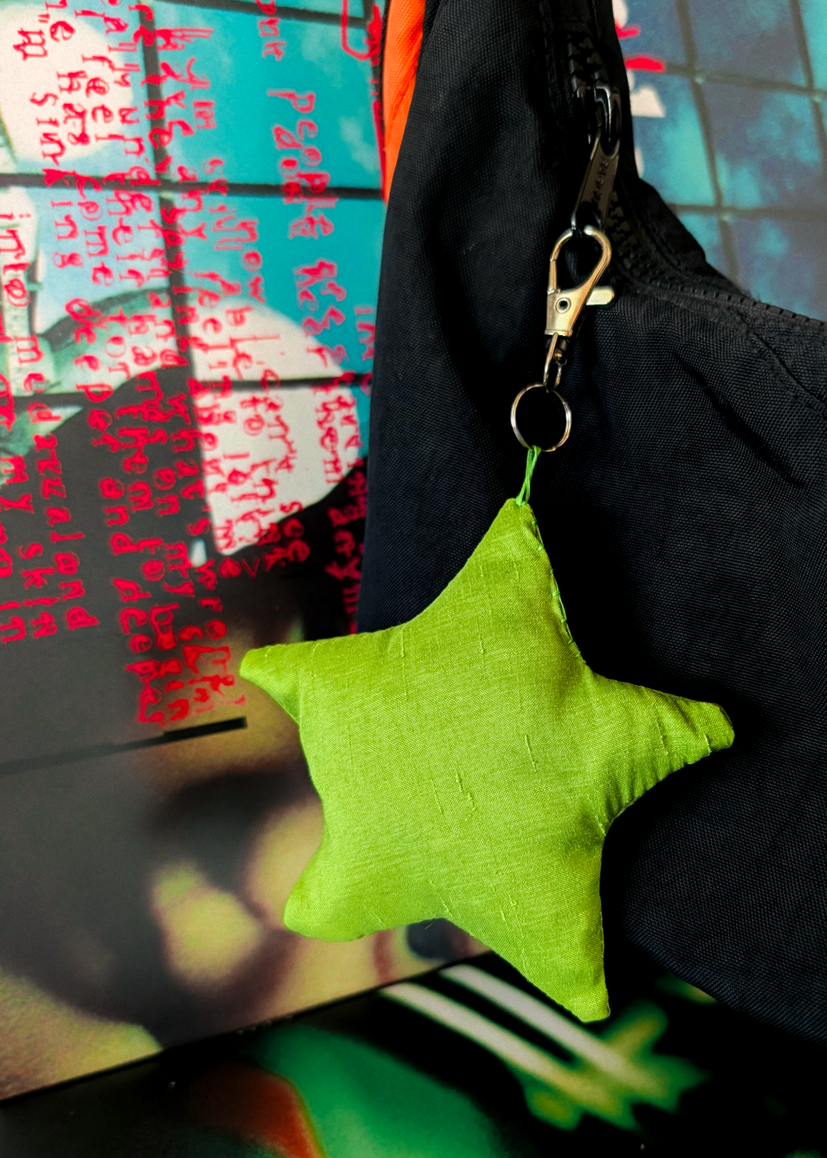 Lime Green Puffy Star Bag Charm