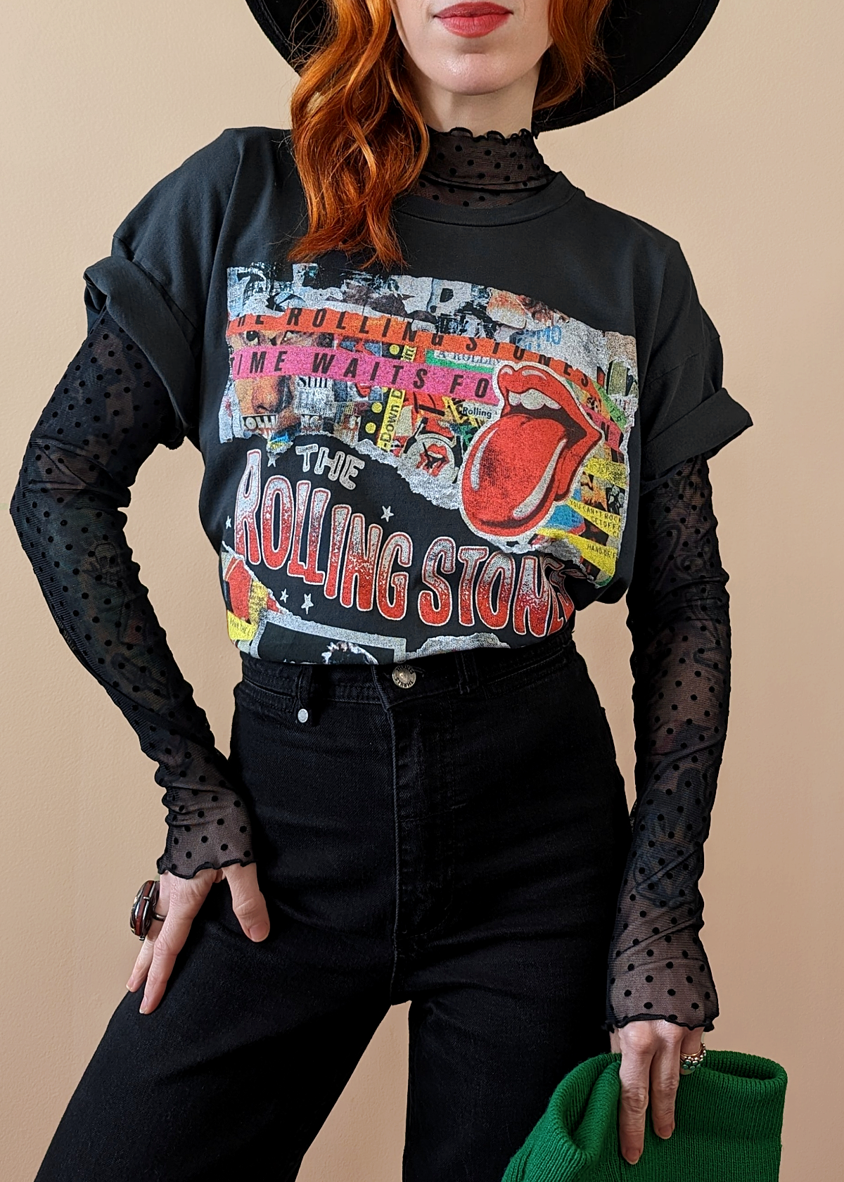 Daydreamer LA Rolling Stones Time Waits for No One Tongue Tickets Photograph Oversized Tee. Officially Licensed and made in California