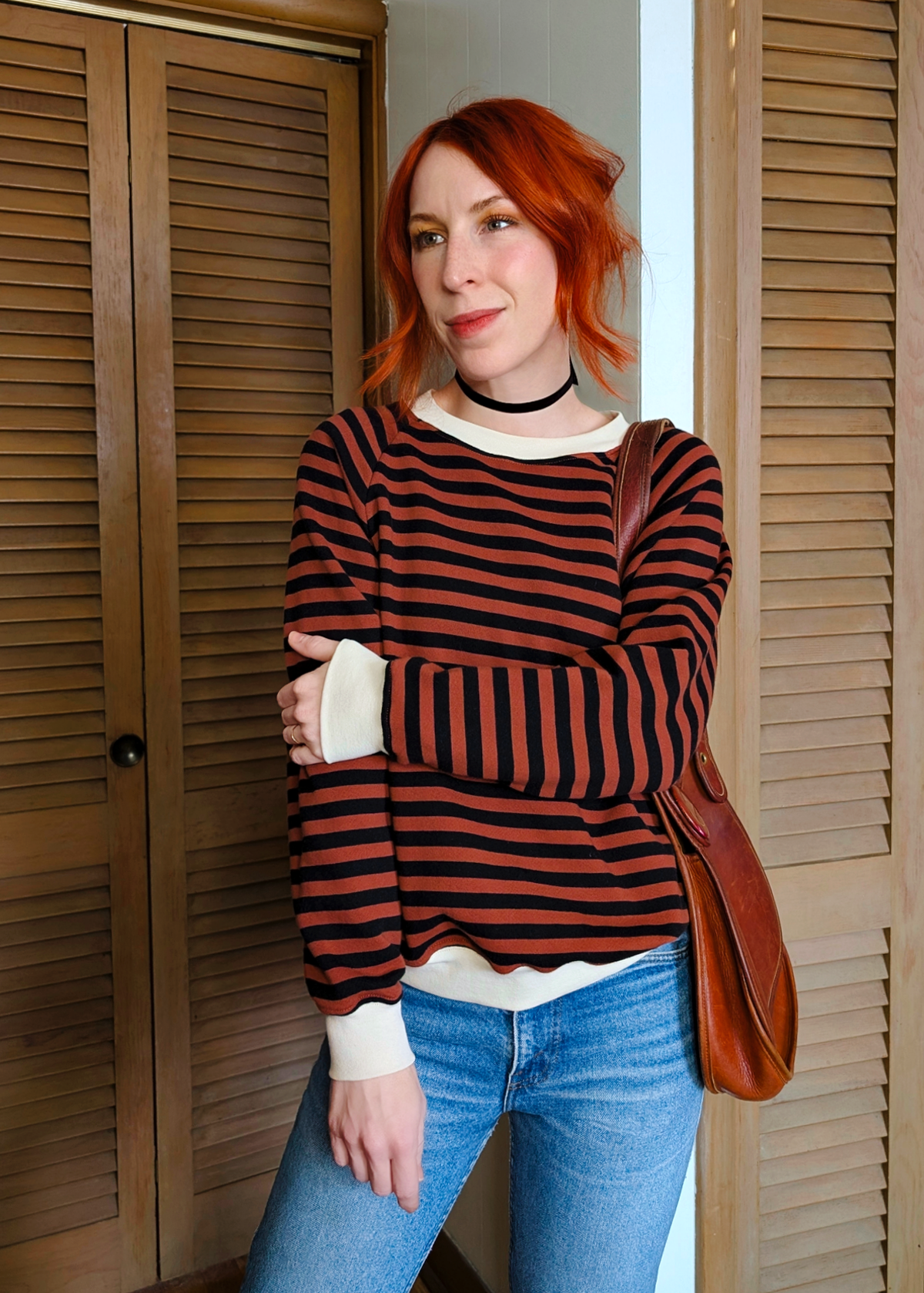 Mahogany & Black Stripe Sweatshirt