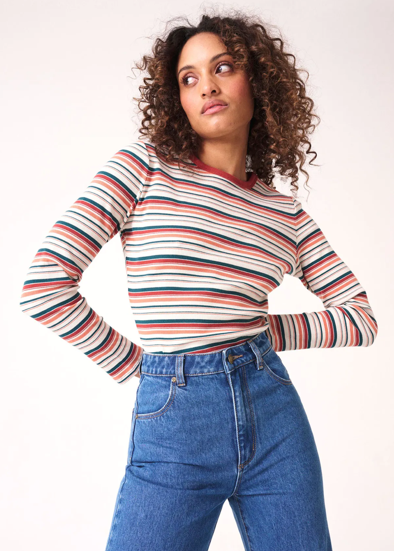 Dazed Stripe Baby Rib Long Sleeve Tee