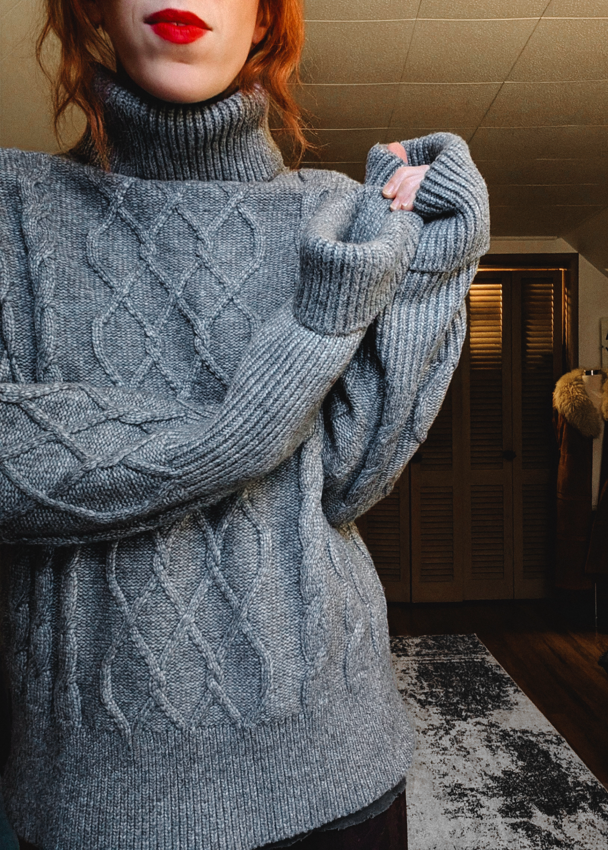 Chunky Knit Womens Turtleneck Sweater Canada Charcoal Storm Grey