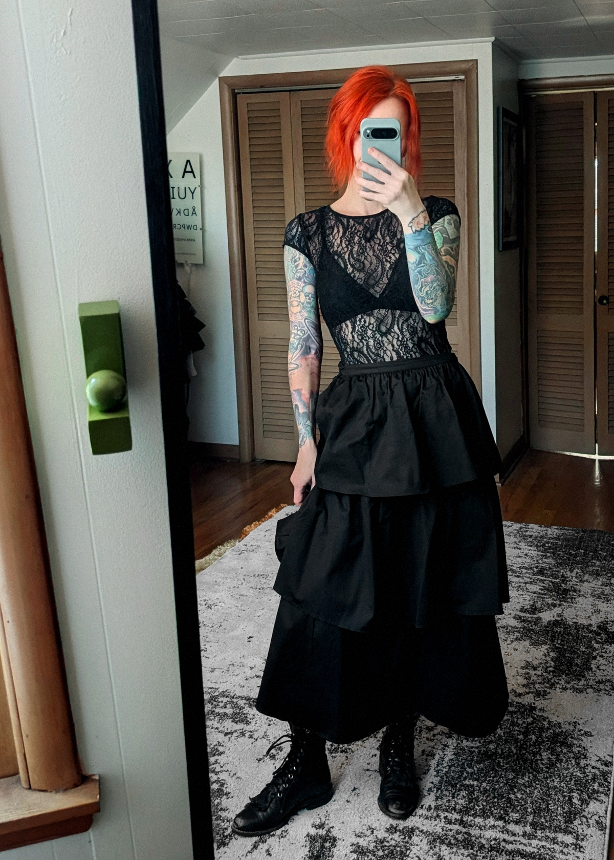 Strange Day Black Ruffle Tiered Midi Skirt