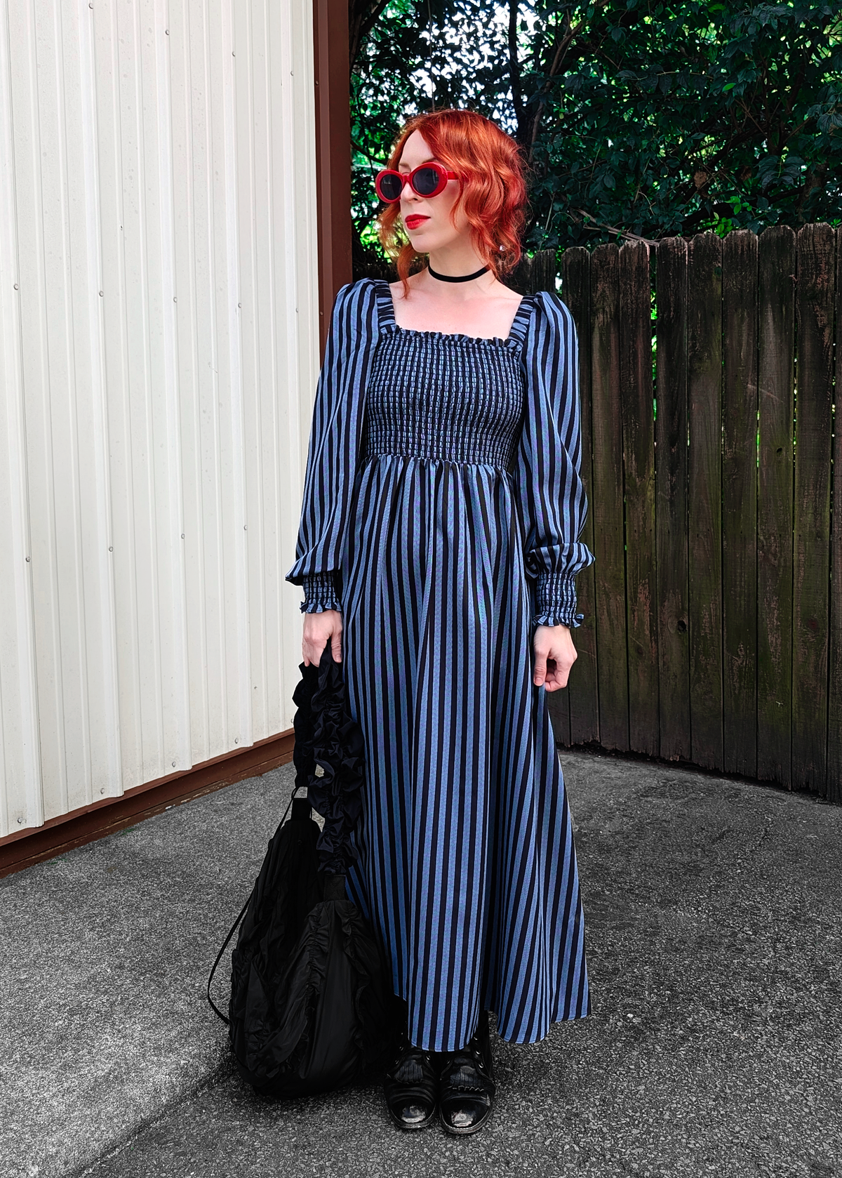 Vampire Blues Stripe Midi Dress