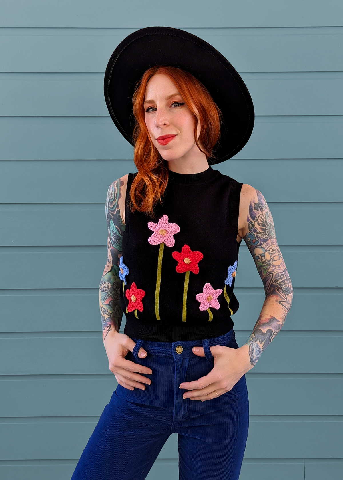 Fleur Crochet Flower Knit Vest
