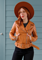 Pumpkin Faux Leather Moto Jacket