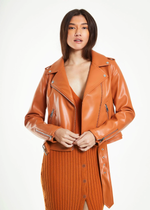 Pumpkin Faux Leather Moto Jacket