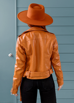 Pumpkin Faux Leather Moto Jacket