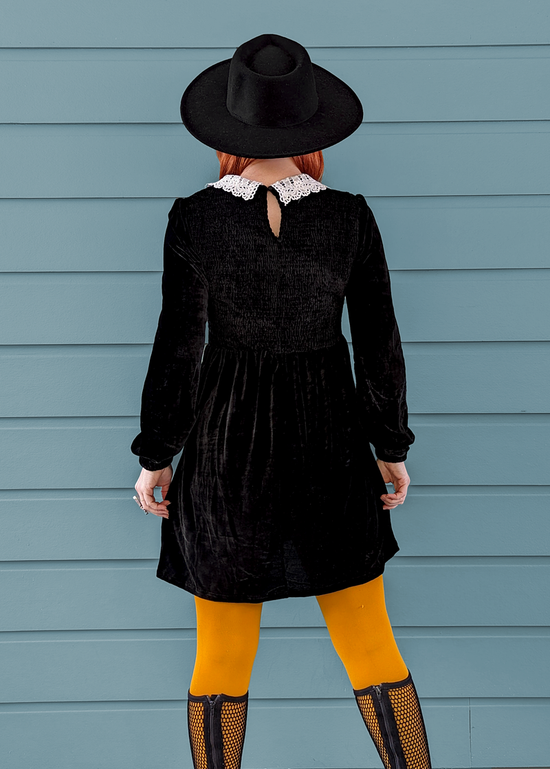 Wednesday Velvet Babydoll Dress
