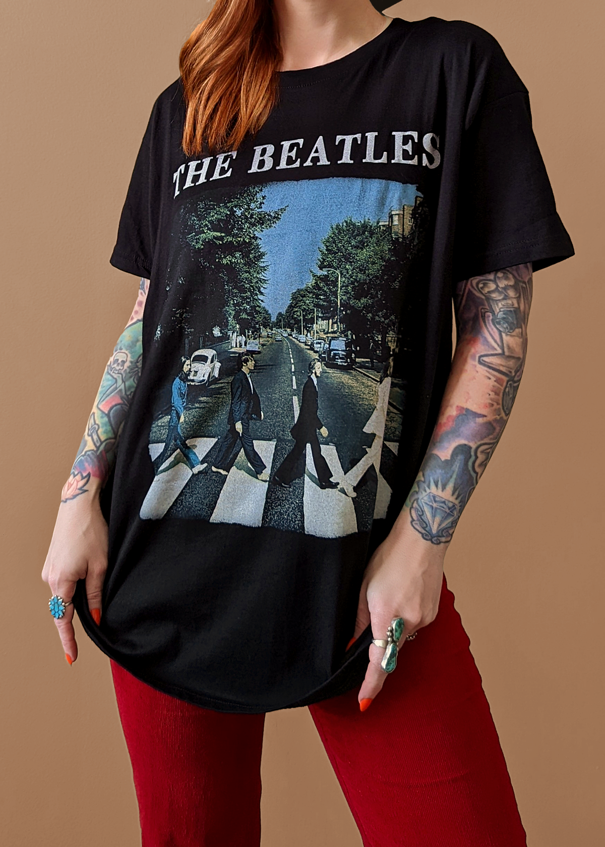 Oversized, unisex The Beatles Abbey Road tee. Officially Licensed