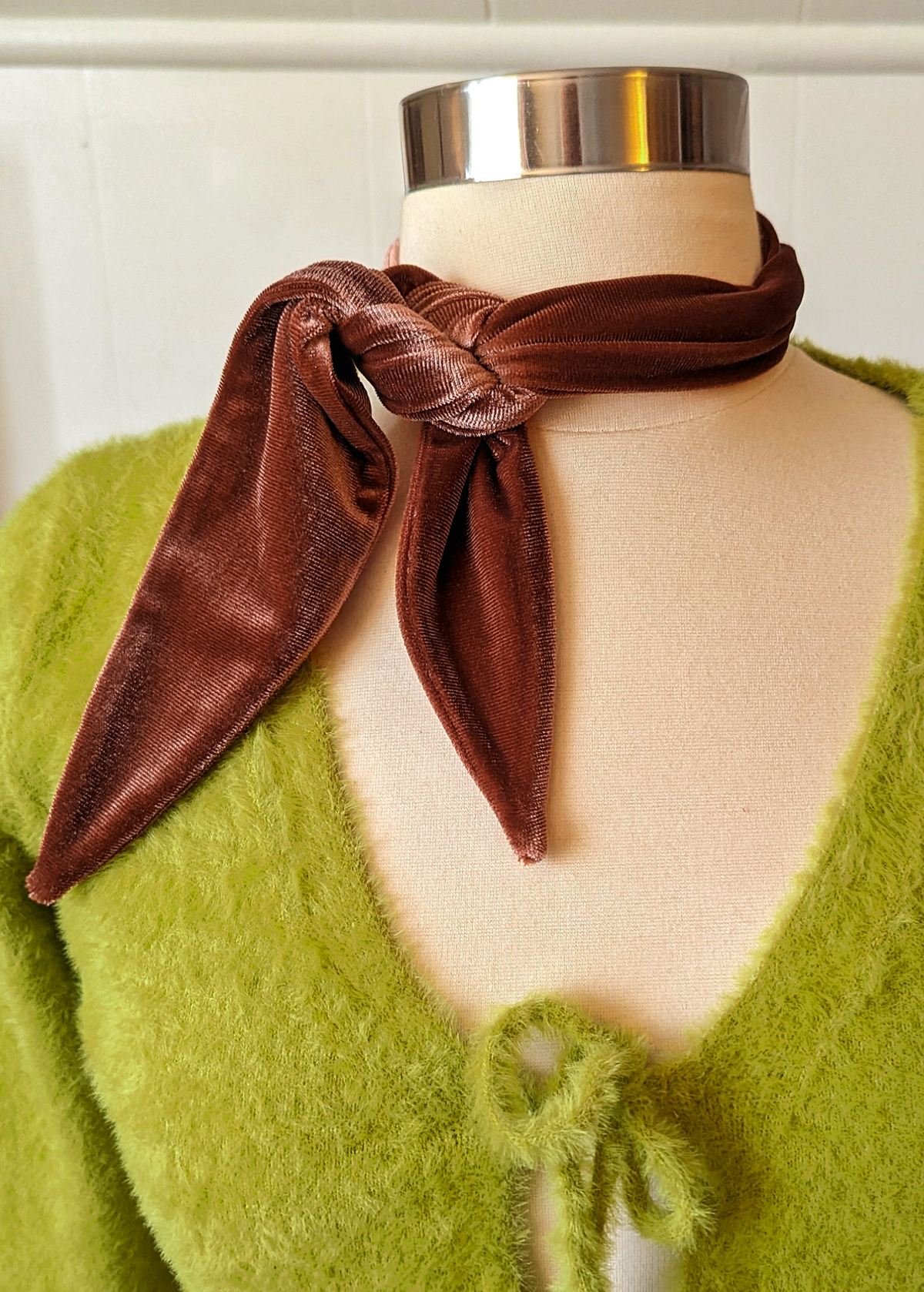 The Golden Brown Velvet Scarf Tie