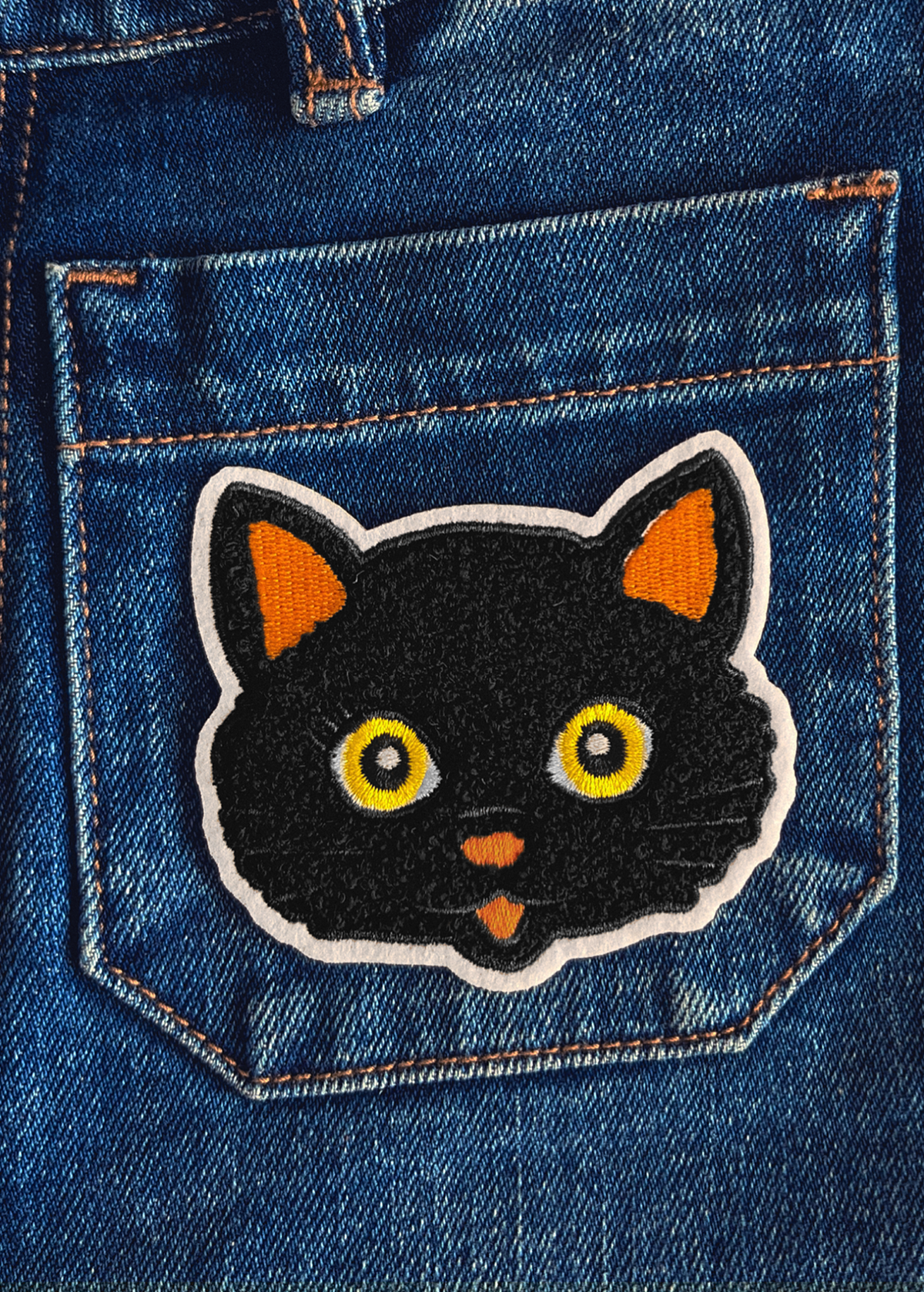 Fuzzy Black Cat Iron-On Patch