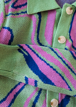 Marble Intarsia Knit Cardigan