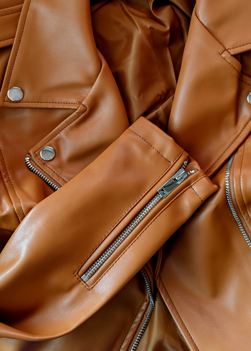 Pumpkin Faux Leather Moto Jacket
