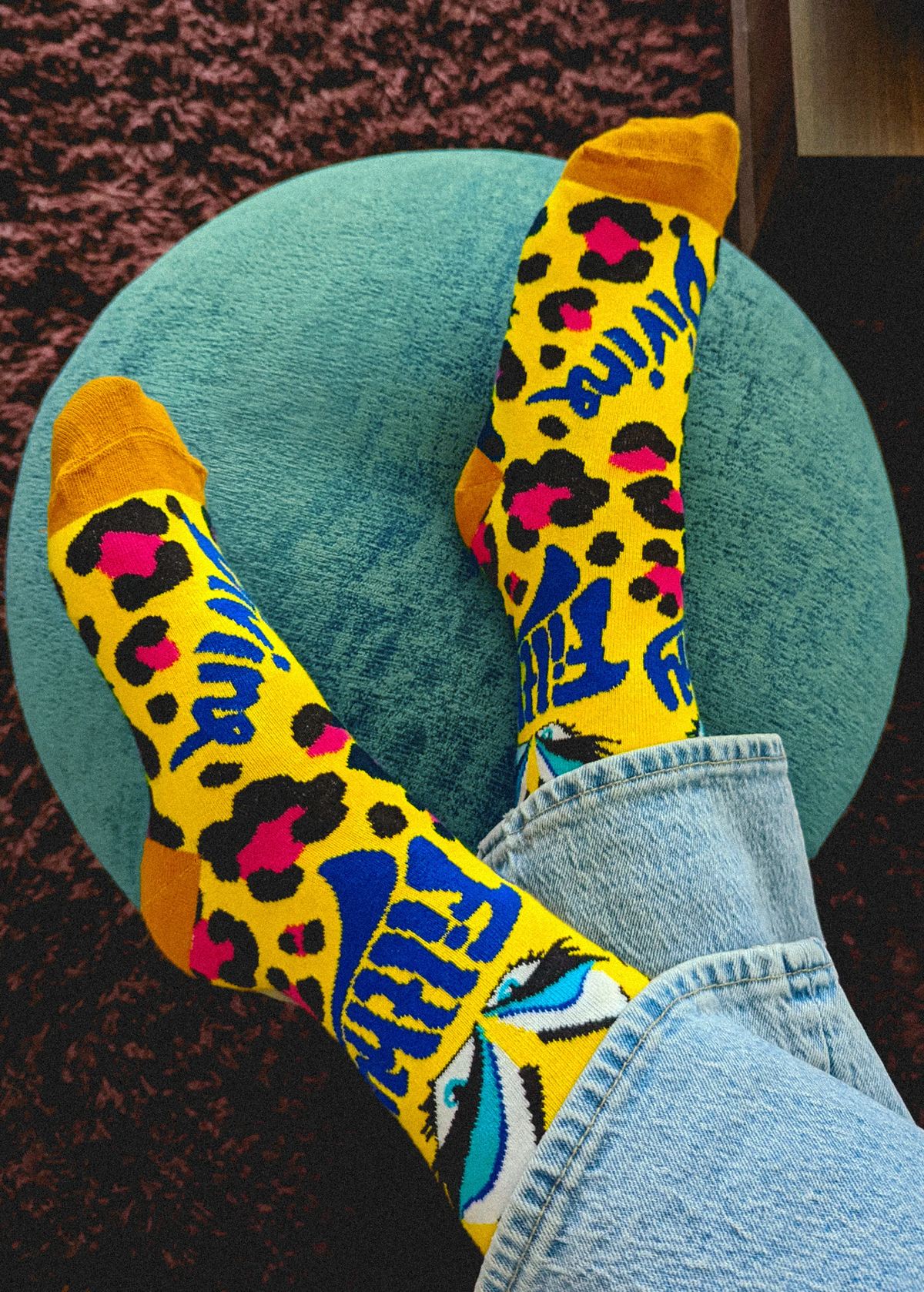 Gumball Poodle Divine Filthy Leopard Print Crew Socks