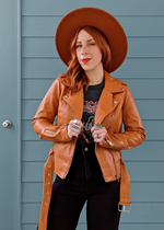 Pumpkin Faux Leather Moto Jacket