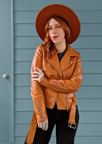 Pumpkin Faux Leather Moto Jacket