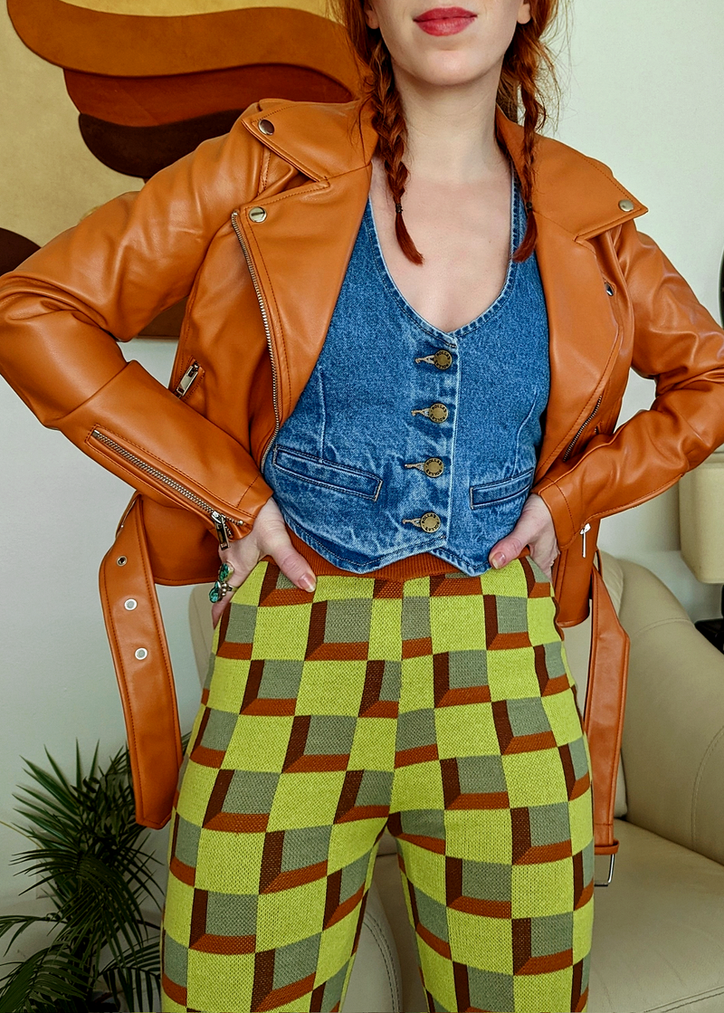 Pumpkin Faux Leather Moto Jacket