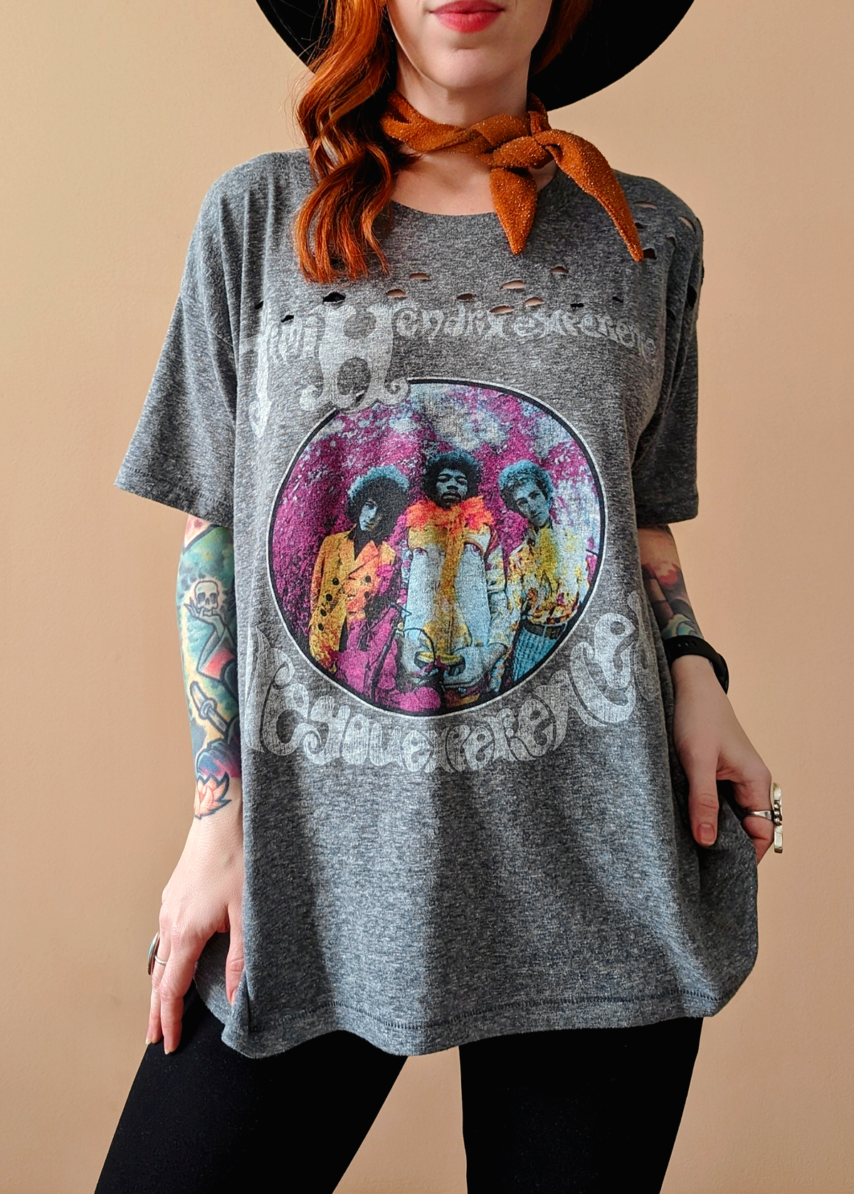 60s inspired Jimi Hendrix Experience Are You Experienced slouchy fit grey tee by daydreamer la, officially licensed and made in california