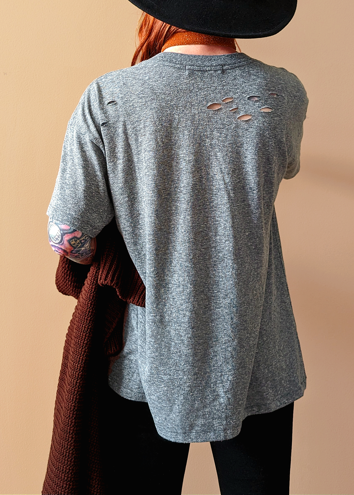 60s inspired Jimi Hendrix Experience Are You Experienced slouchy fit grey tee by daydreamer la, officially licensed and made in california, destroyed details