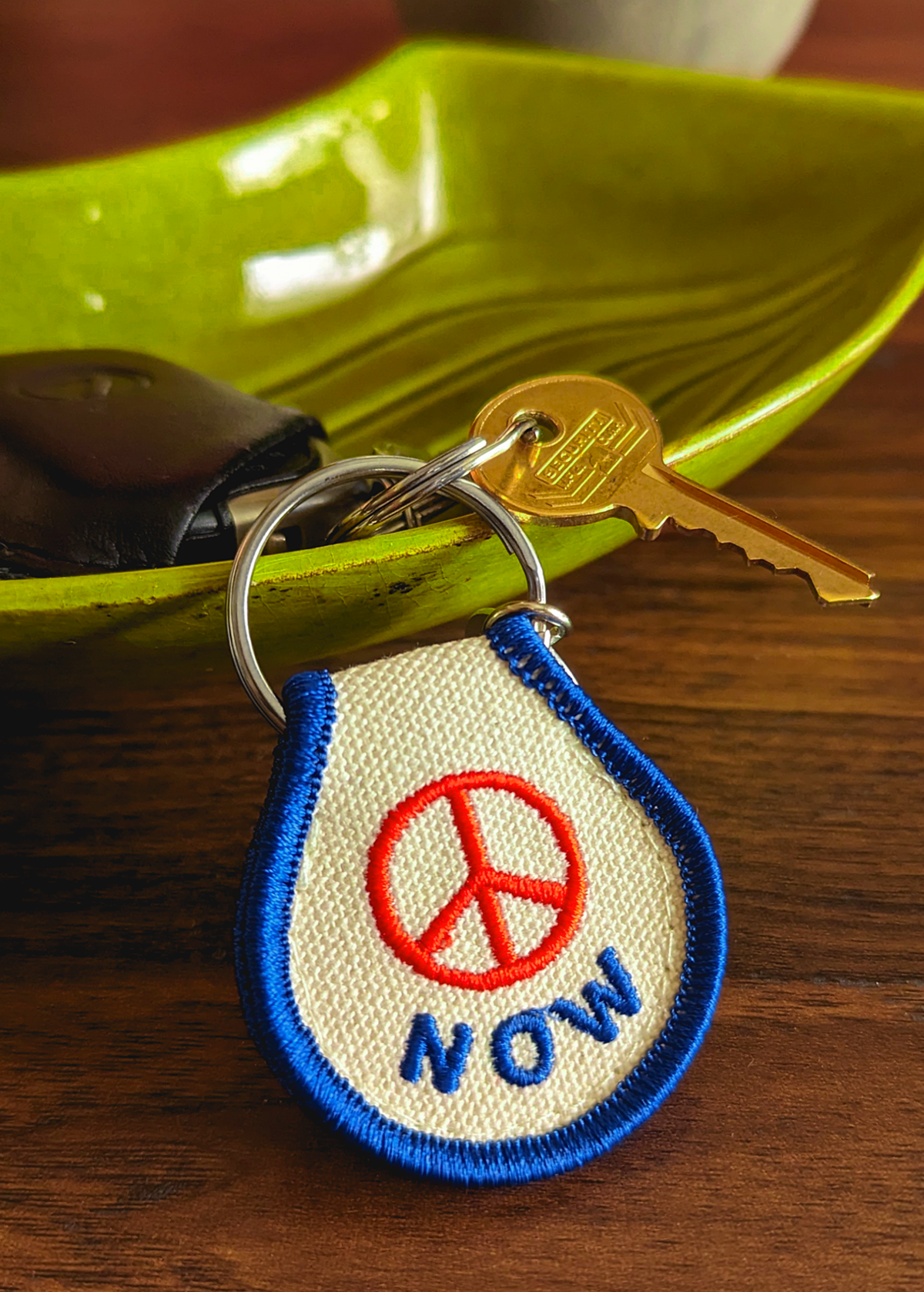 Peace Now Embroidered Patch Keychain