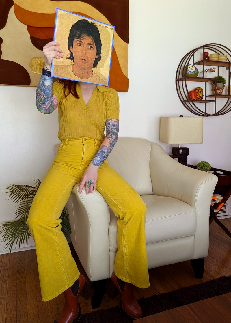 Gold Corduroy Eastcoast Ankle Flares <br> <i> cropped length </i> <br>