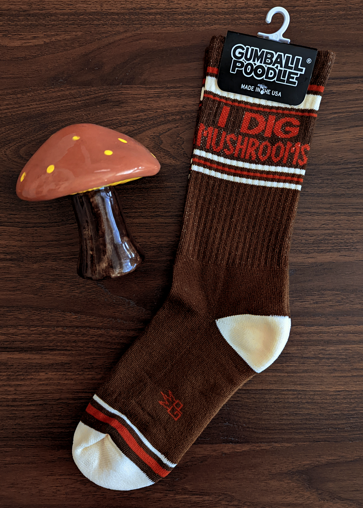 I Dig Mushrooms Retro Gym Socks