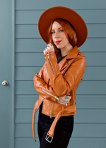 Pumpkin Faux Leather Moto Jacket